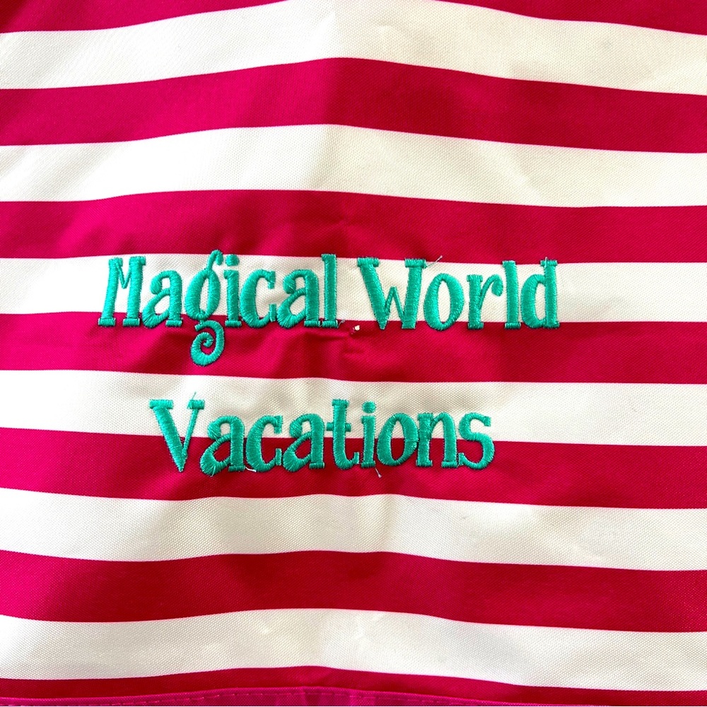 Disney magical world Vacations large tote bag pink and white striped
